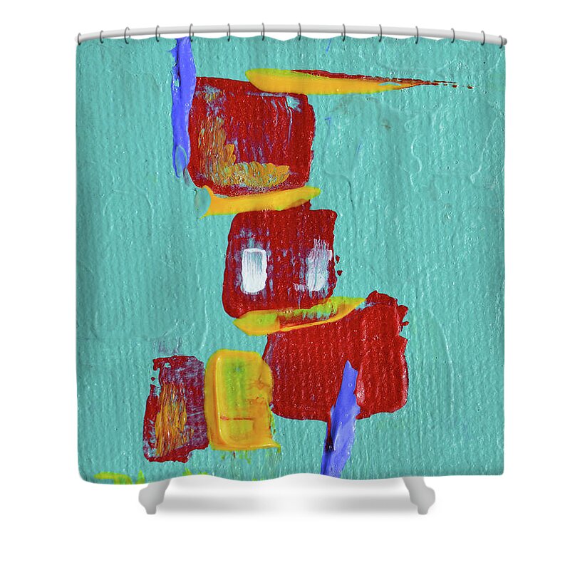 Abstract Shower Curtain featuring the painting Apartment Living by Donna Blackhall
