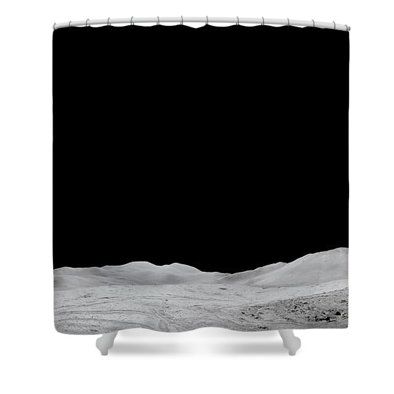 Apollo 15 Shower Curtain featuring the photograph Apollo 15 Landing site Panorama by Andy Myatt