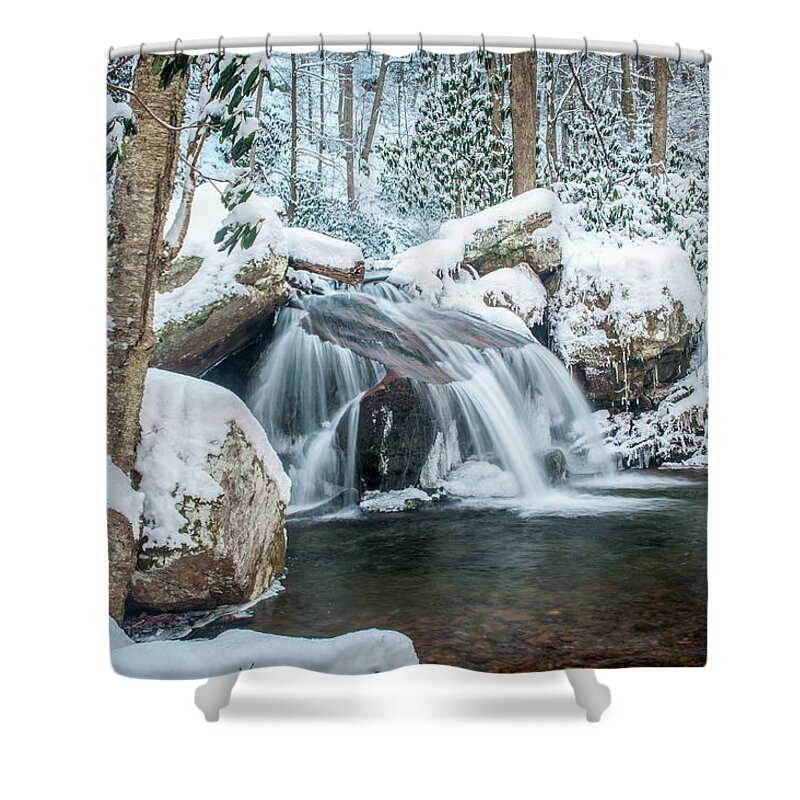 Landscape Shower Curtain featuring the photograph Appalachian Mountains TN Cascading Winter by Robert Stephens