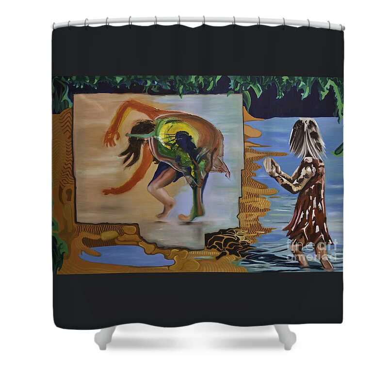 Cartwheel Shower Curtain featuring the painting Applauding The Cartwheel by James Lavott