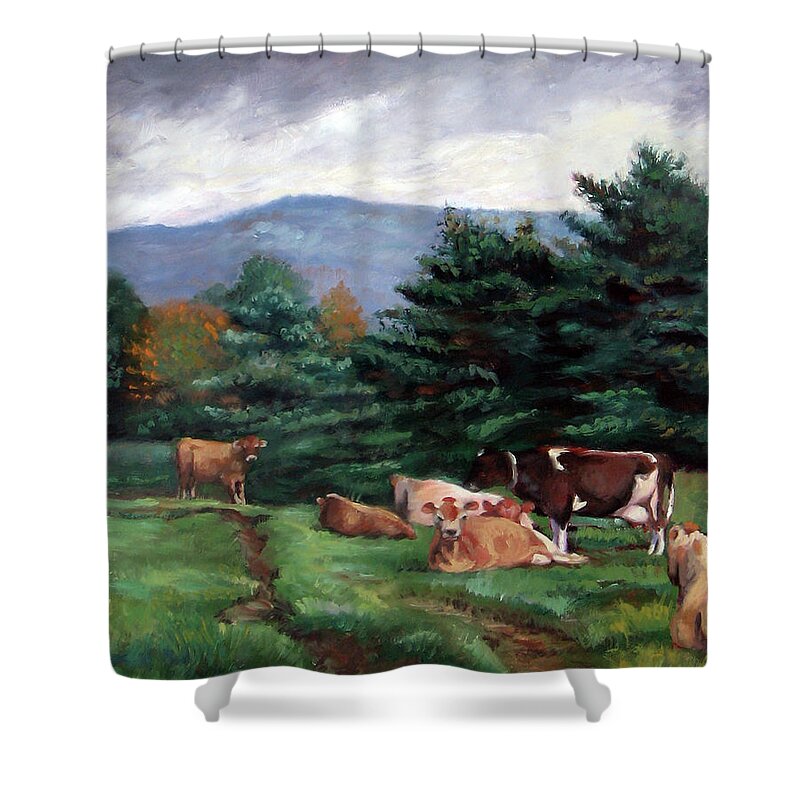 Storm Clouds Shower Curtain featuring the painting Approaching Storm by Marie Witte