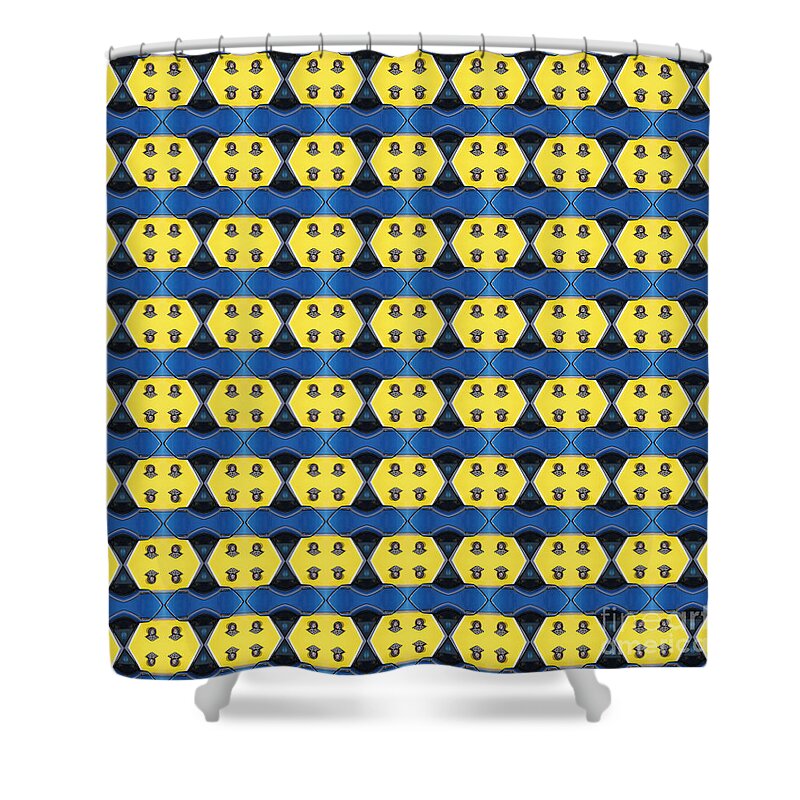 Arabesque Shower Curtain featuring the photograph Arabesque Buick Wag Blue Yellow by Marc Nader
