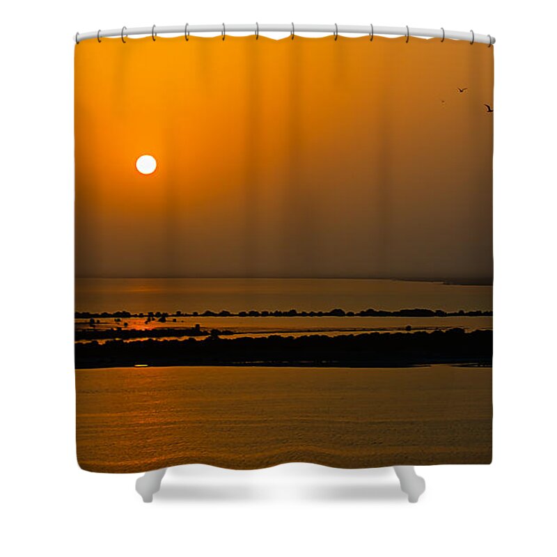 Sunset Shower Curtain featuring the photograph Arabian Gulf Sunset by Peter Kennett