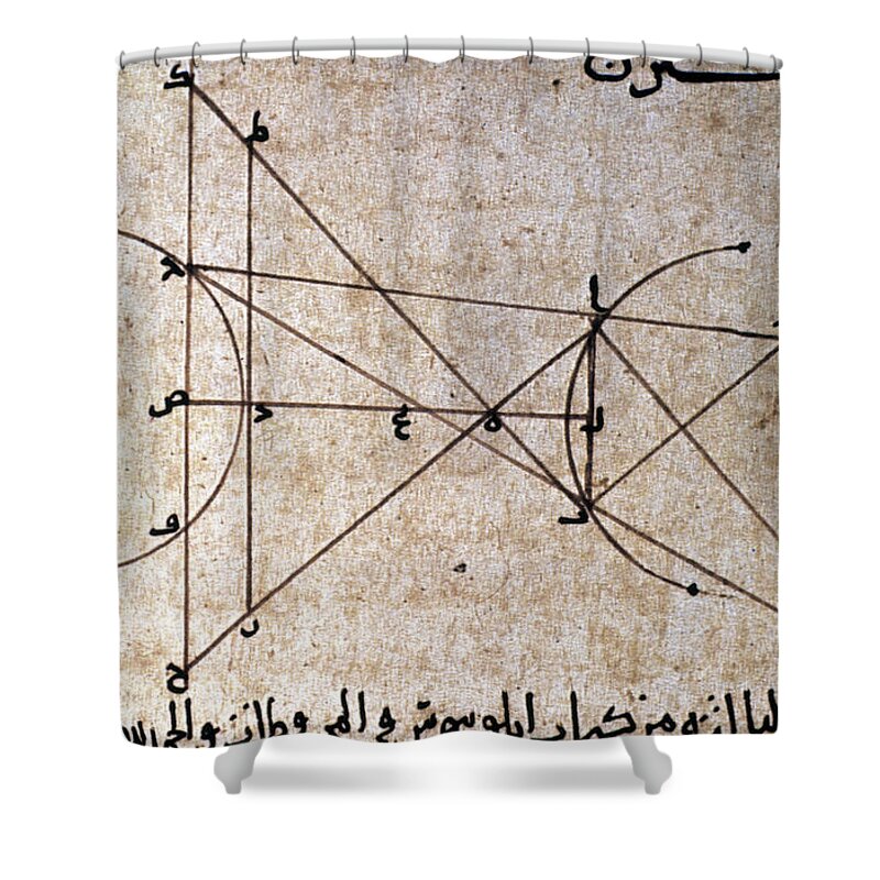 10th Century Shower Curtain featuring the drawing Arabic Optics Manuscript by Granger