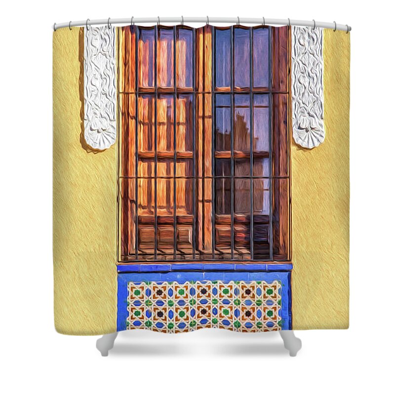 Window Shower Curtain featuring the painting Arabic Window of Spain II by David Letts