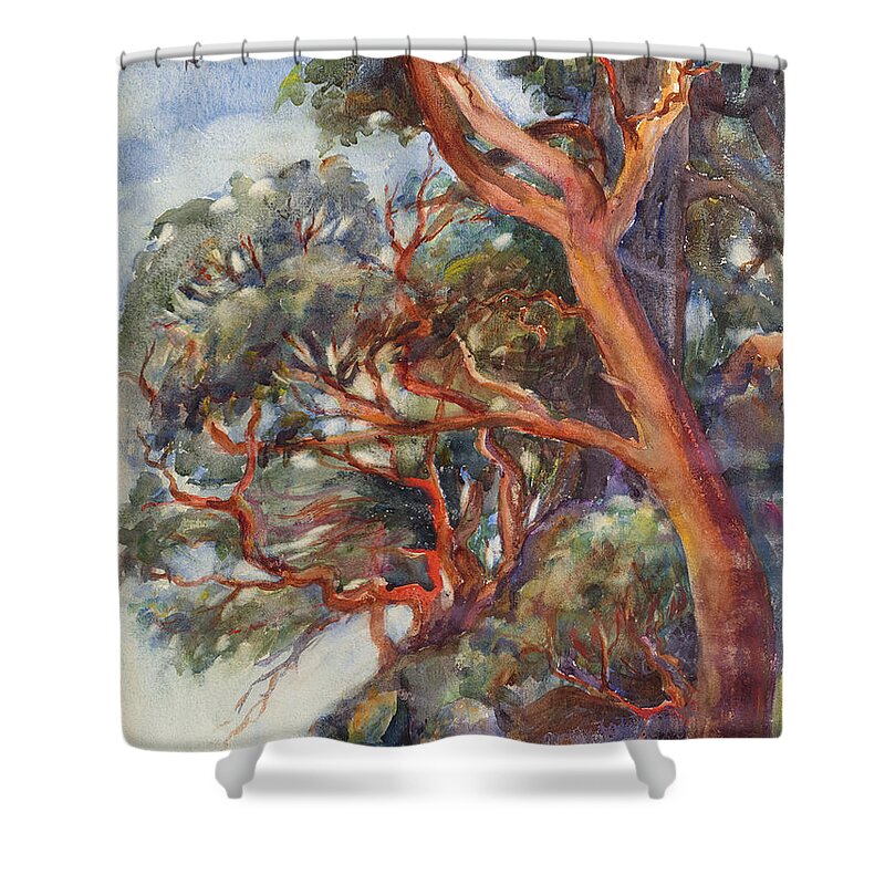 Arbutus Trees By Emily Carr Shower Curtain featuring the painting Arbutus Trees by MotionAge Designs