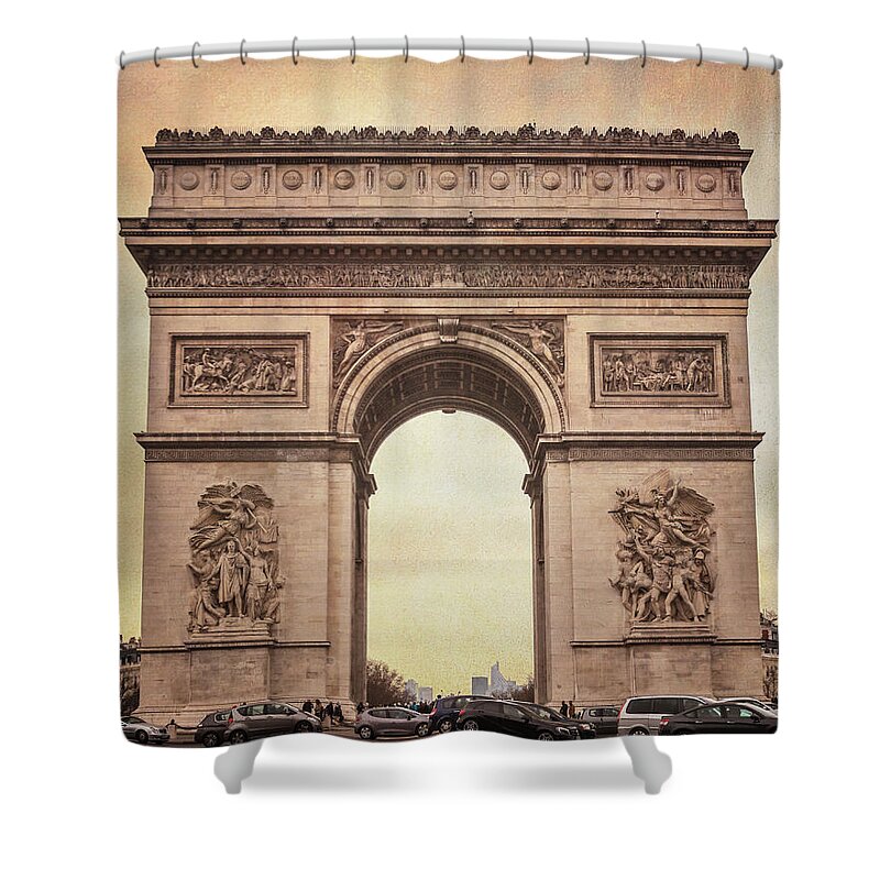 Joan Carroll Shower Curtain featuring the photograph Arc de Triomphe Paris II by Joan Carroll