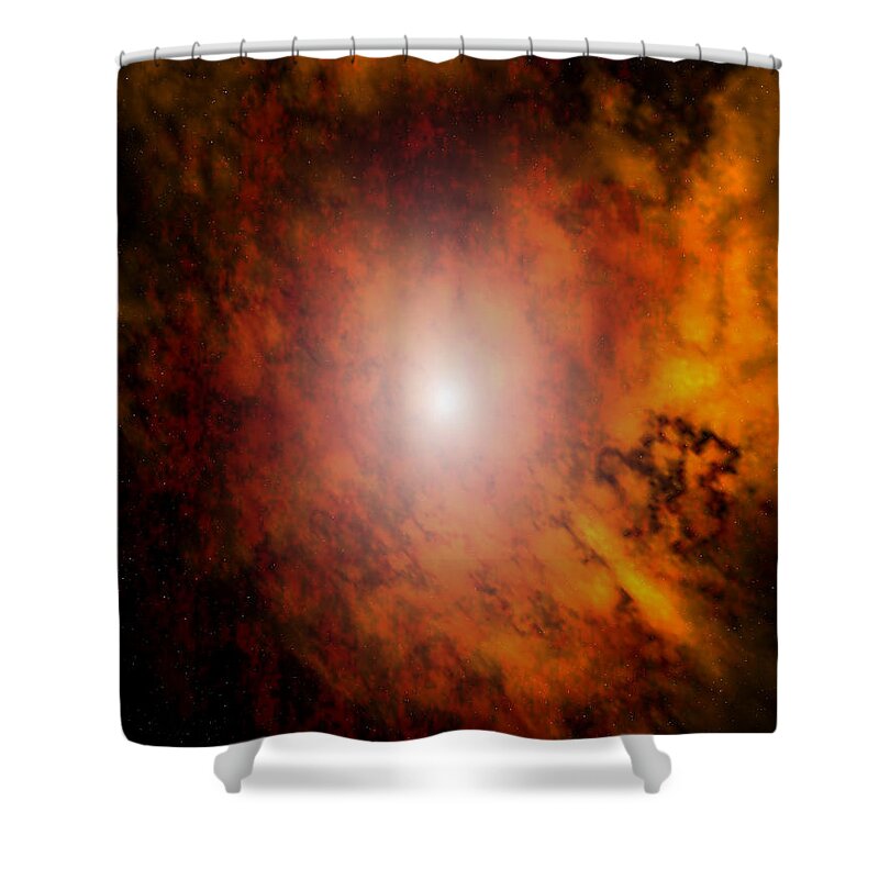 Artrage Artrageus Space Nebula Scifi Shower Curtain featuring the digital art Arca Nebula by Robert aka Bobby Ray Howle