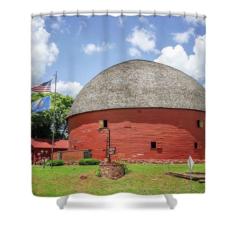 Arcadia Round Barn Shower Curtain featuring the photograph Arcadia Round Barn by Susan McMenamin