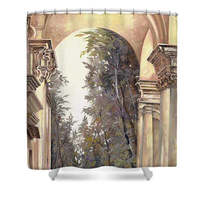 Arcade Shower Curtain featuring the painting Arcate Prospettiche by Guido Borelli