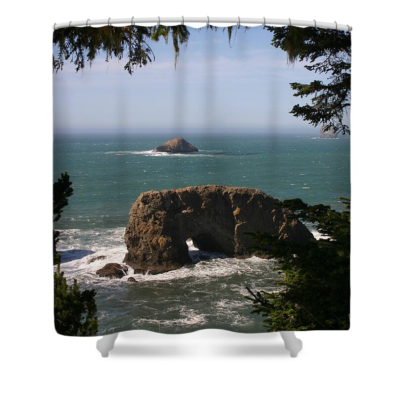 Arch Rock Shower Curtain featuring the photograph Arch Rock view by Marie Neder