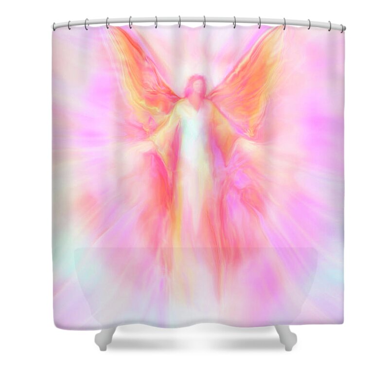 Archangels Shower Curtain featuring the painting Archangel Metatron Reaching Out in Compassion by Glenyss Bourne