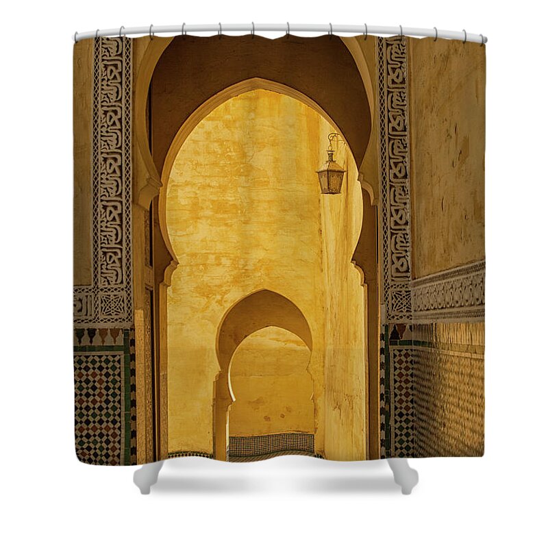 Arabesque Shower Curtain featuring the photograph Arched doors by Patricia Hofmeester