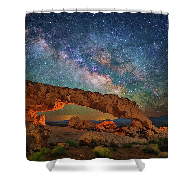 Astronomy Shower Curtain featuring the photograph Arching over the Arch by Ralf Rohner