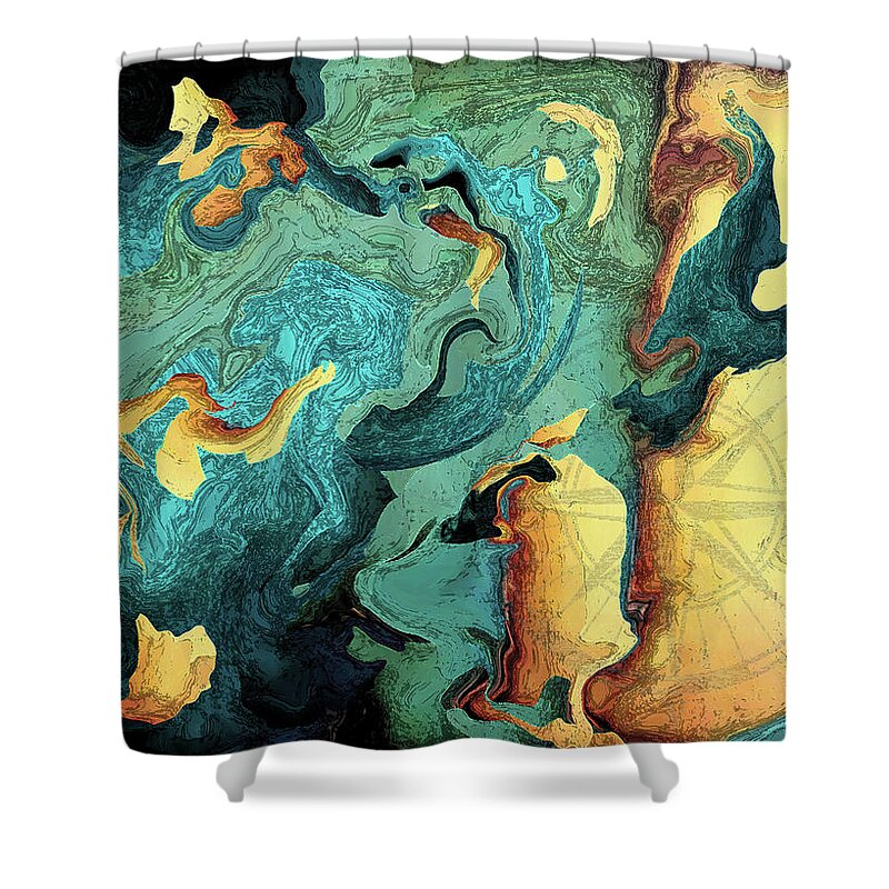 Aqua Shower Curtain featuring the painting Archipelago by Deborah Smith