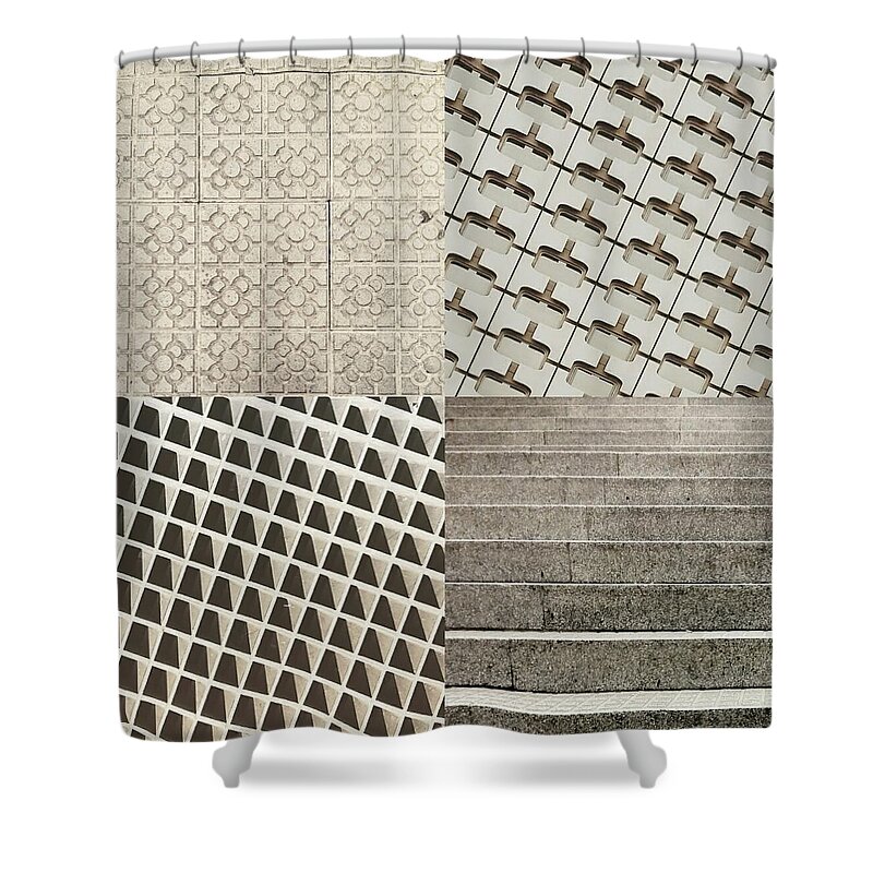 Azulejo Bilbao Architecture Stairs Grey Escaleras Gris Arquitectura Shower Curtain featuring the photograph Architecture in grey by Worldfacades IVF