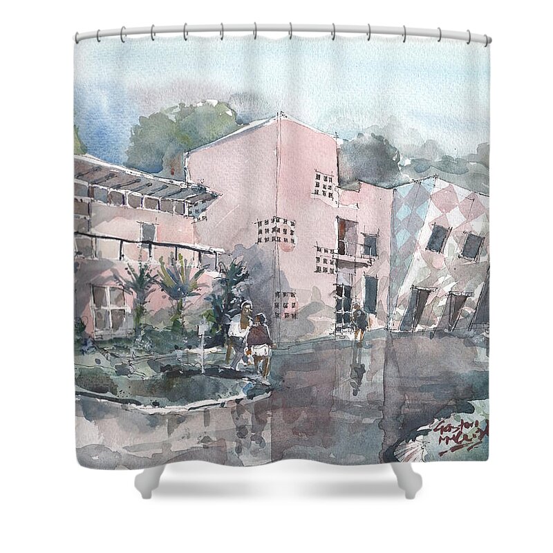 Florida Shower Curtain featuring the painting Architecture in Tampa by Gaston McKenzie