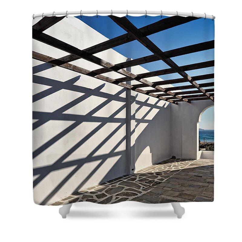 Architecture Shower Curtain featuring the photograph Architecture of Andros - Greece by Constantinos Iliopoulos