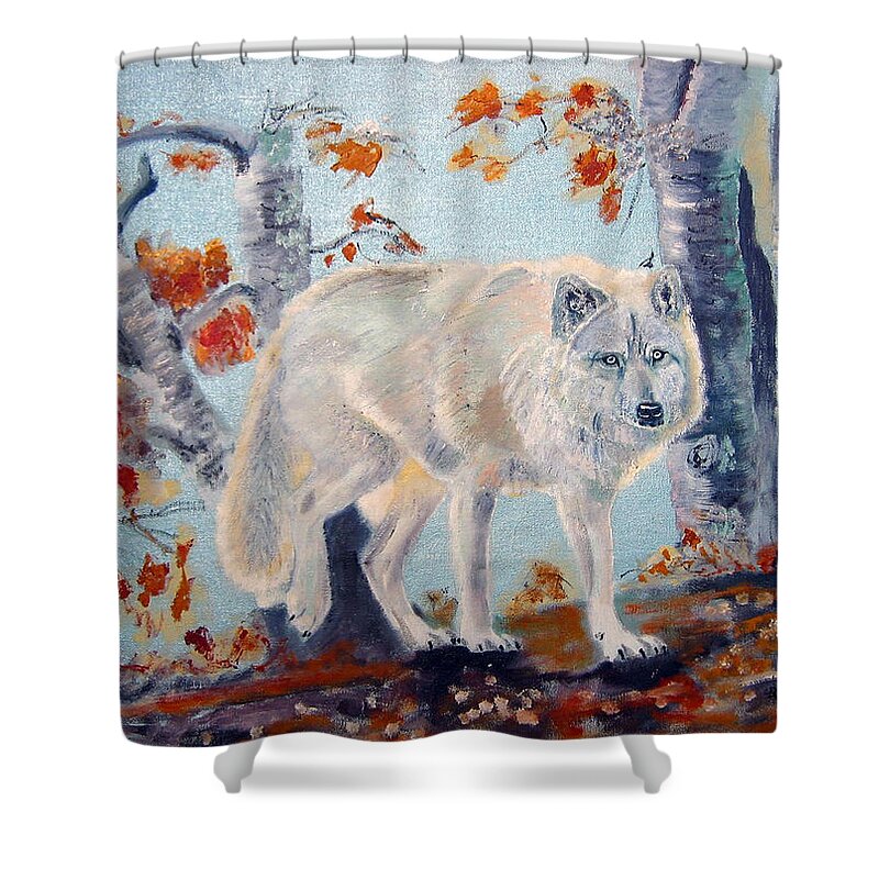 Wolf Shower Curtain featuring the painting Arctic Wolf by Richard Le Page