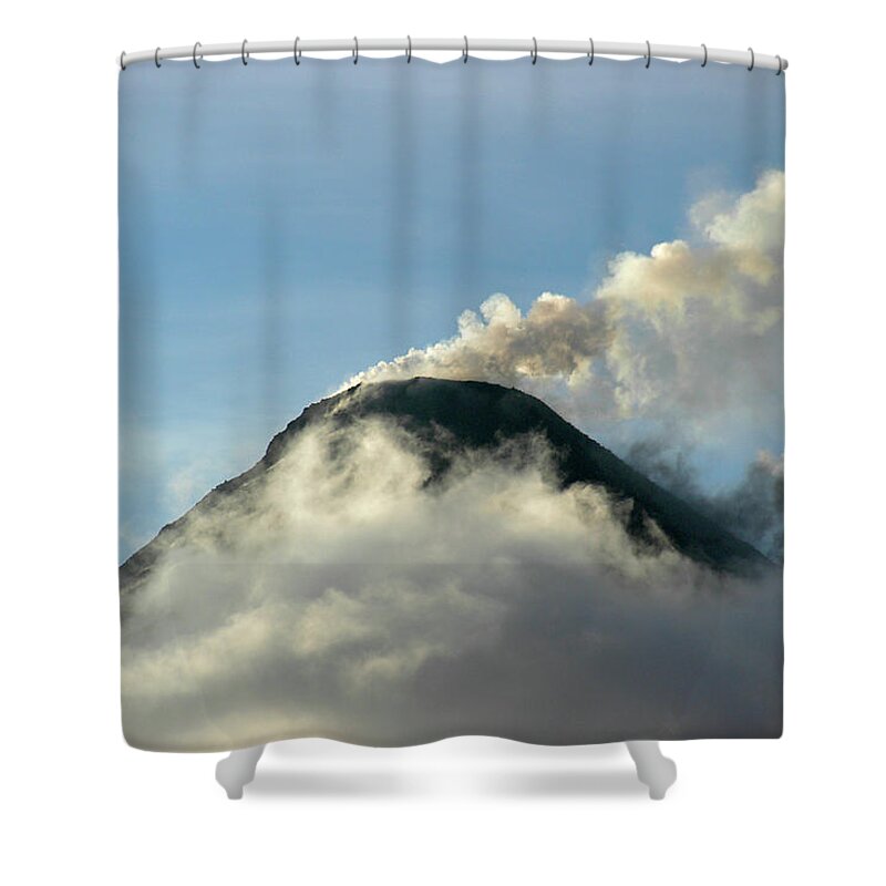 Arenal Shower Curtain featuring the photograph Arenal Volcano Above the Clouds by Ted Keller