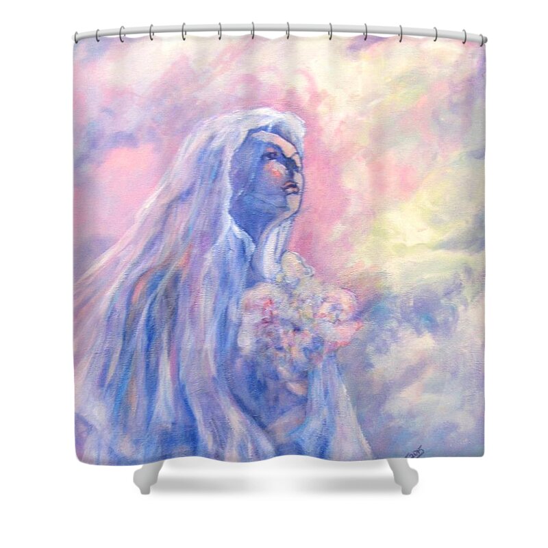 Pink Shower Curtain featuring the painting Arielle by Barbara O'Toole