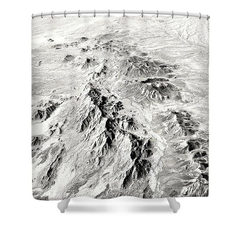 Wall Print Shower Curtain featuring the photograph Arizona Desert in black and white by Monique Wegmueller