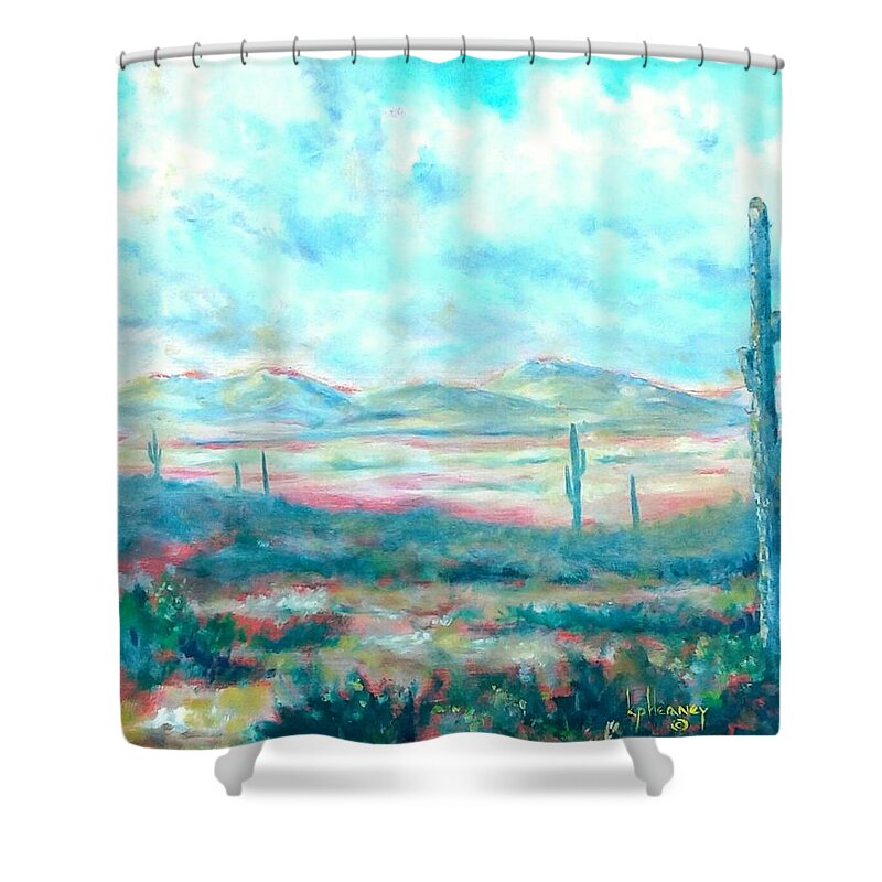 Arizona Shower Curtain featuring the painting Arizona Desert by Kevin Heaney