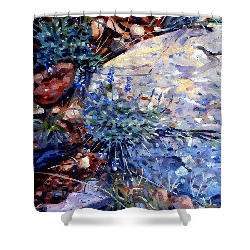 Blue Lupens Shower Curtain featuring the painting Arizona Flora Study by Donald Maier
