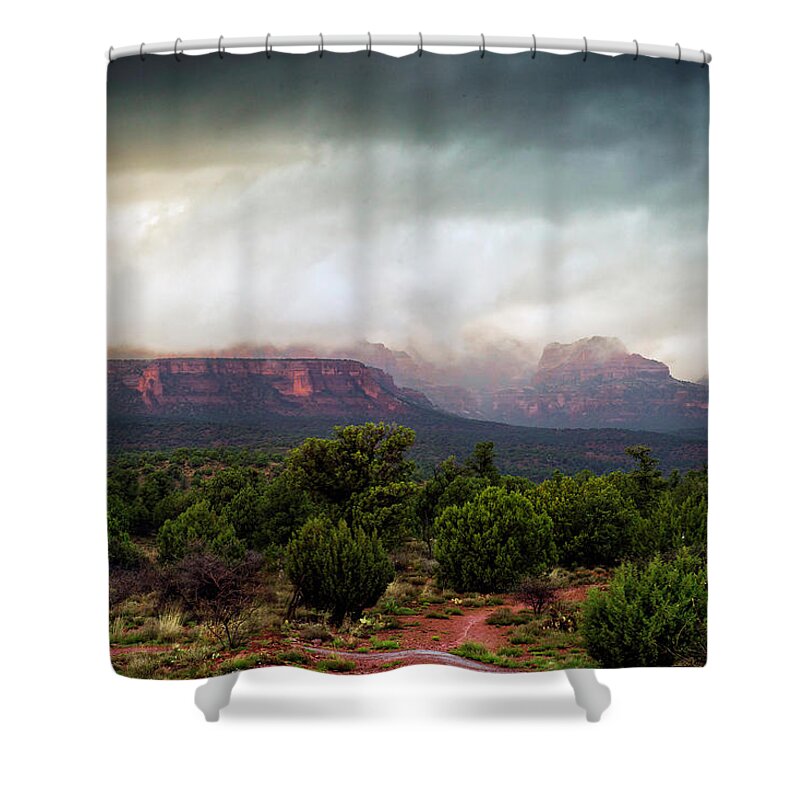 Landscape Shower Curtain featuring the photograph Arizona Skies by Ron McGinnis
