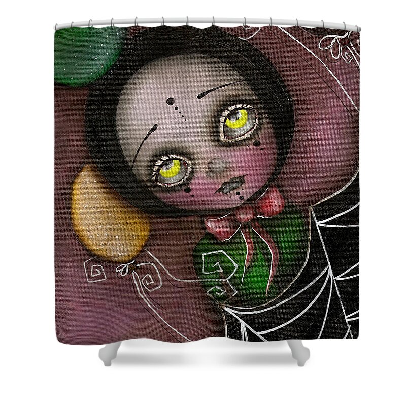 Abril Andrade Griffith Shower Curtain featuring the painting Arlequin Clown Girl by Abril Andrade