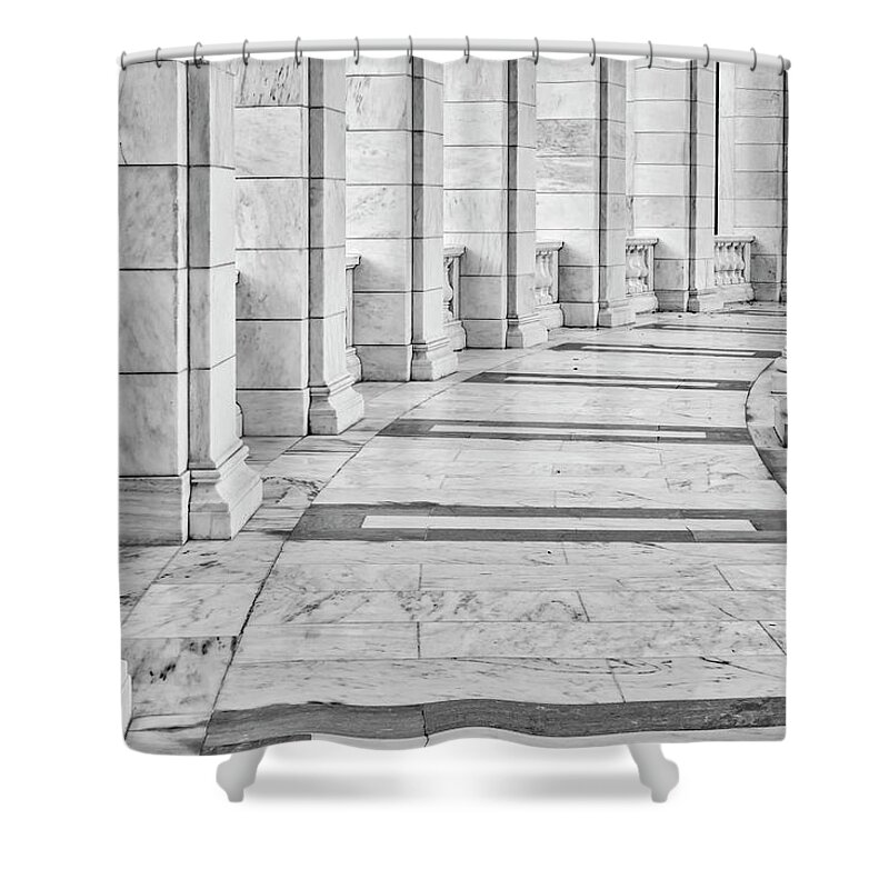 Arlington Amphitheater Shower Curtain featuring the photograph Arlington Amphitheater Arches And Columns II by Susan Candelario