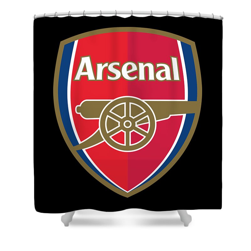 Arsenal Shower Curtain featuring the digital art Arsenal by Sidik Wahid