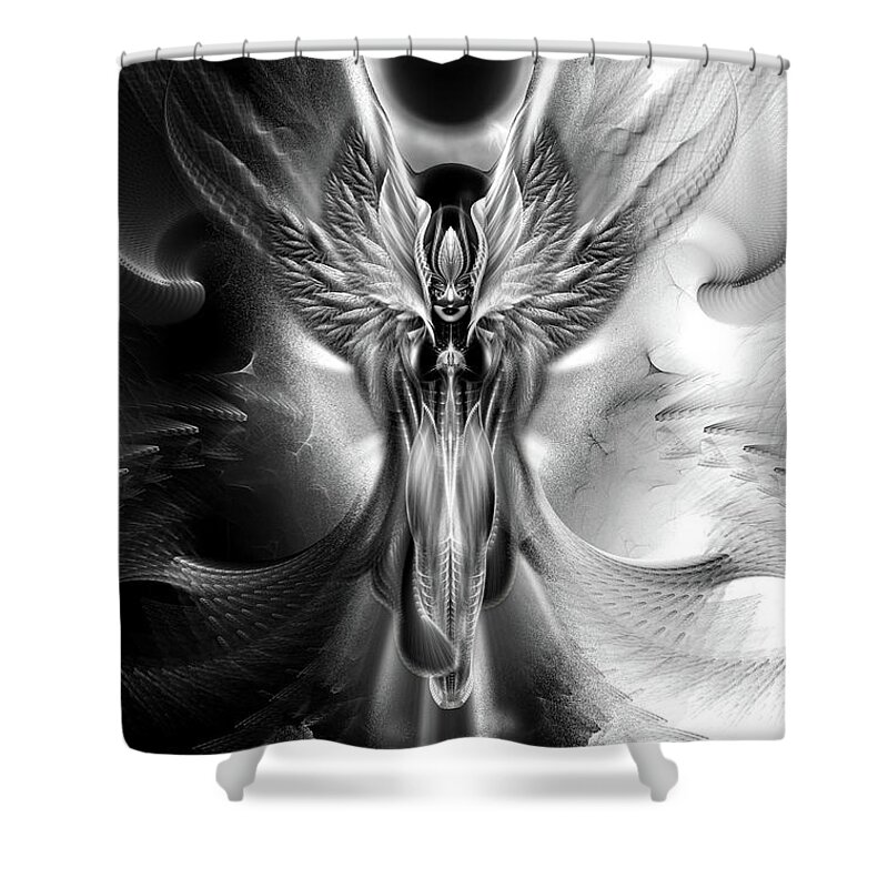 Arsencia Shower Curtain featuring the digital art Arsencia The Other Side Of Midnight Fractal Portrait by Rolando Burbon