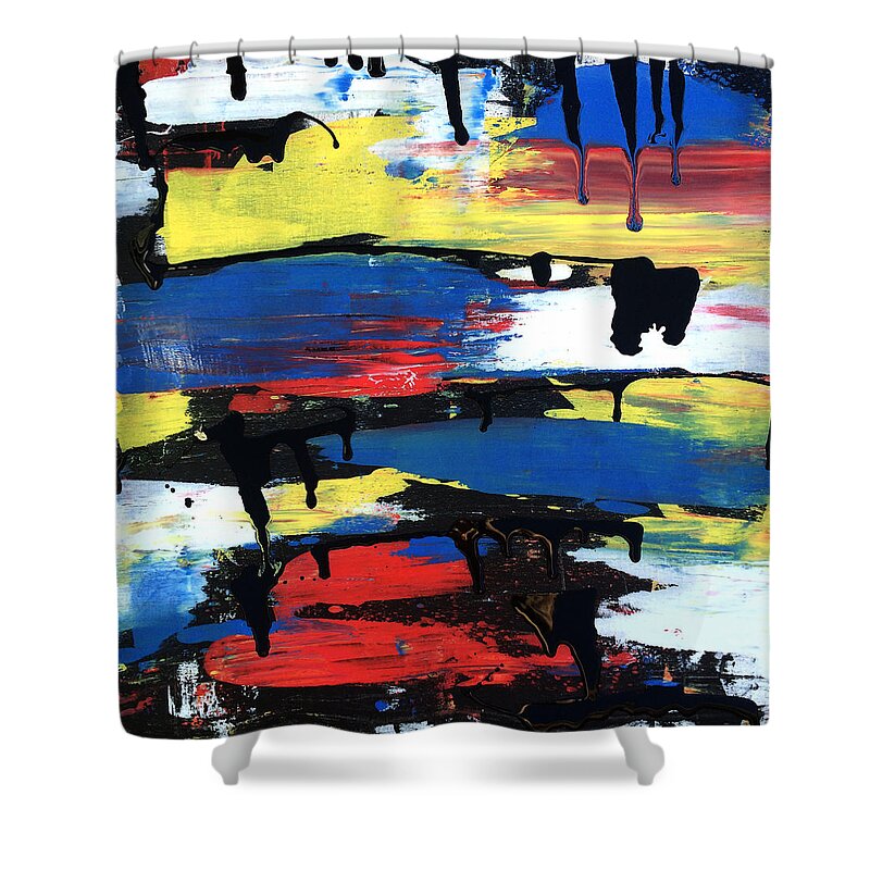 Abstract Shower Curtain featuring the painting Art Abstract Painting Modern Black by Robert R Splashy Art Abstract Paintings