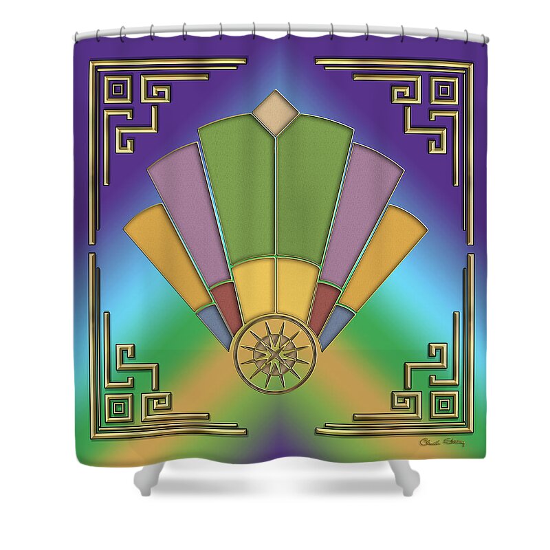 Art Deco Shower Curtain featuring the digital art Art Deco Fan 2 - Frame 2 by Chuck Staley