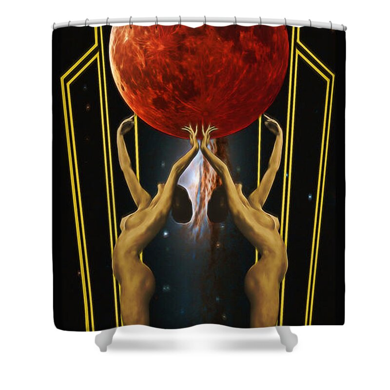 Art Deco Shower Curtain featuring the digital art Art Deco Meets the 21st Century by John Haldane