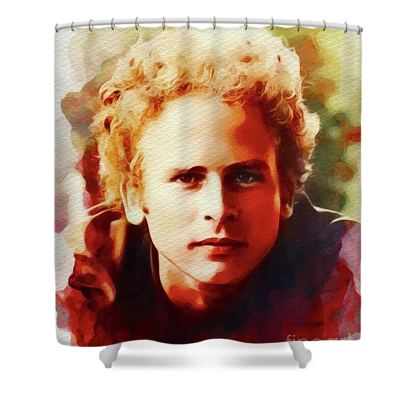 Art Shower Curtain featuring the painting Art Garfunkel, Music Legend by Esoterica Art Agency