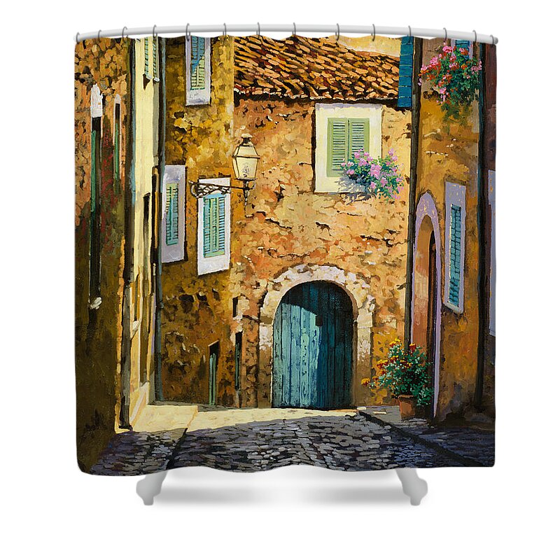Landscape Shower Curtain featuring the painting Arta-Mallorca by Guido Borelli