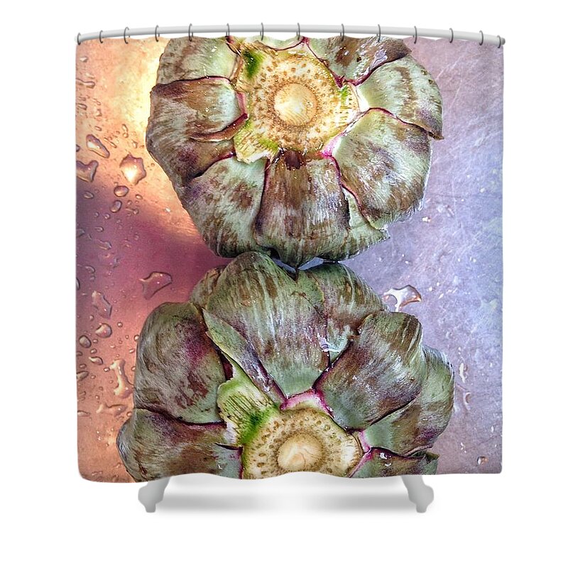 Artichokes Shower Curtain featuring the photograph Artichokes in the sink by Olivier Calas