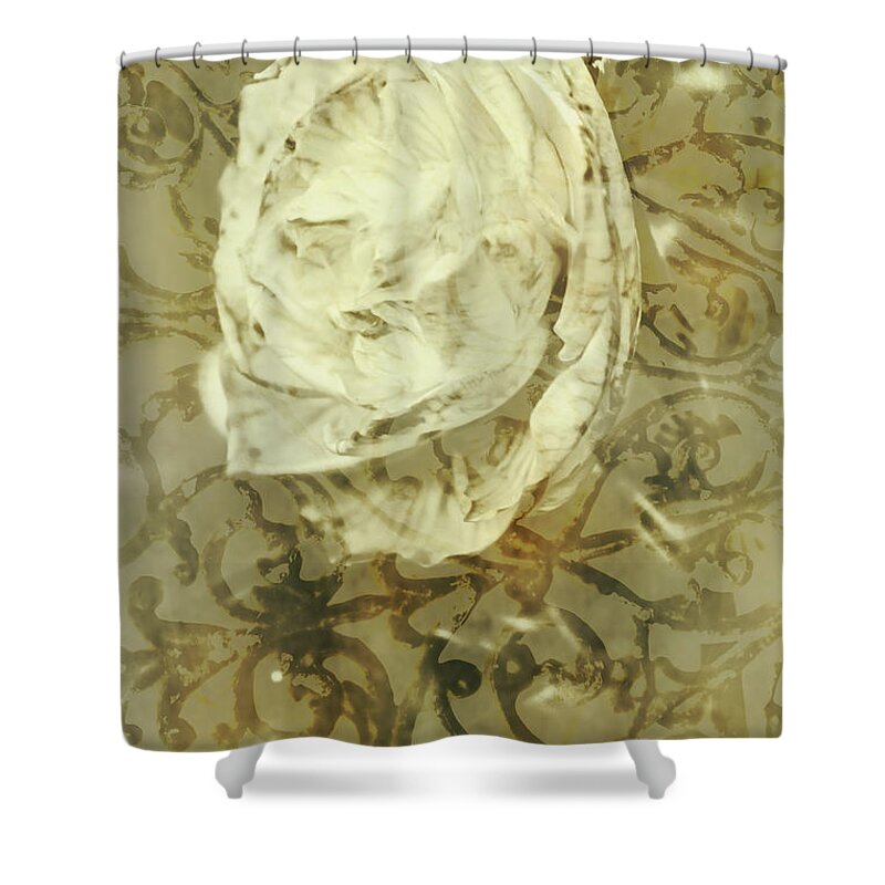 Vintage Shower Curtain featuring the photograph Artistic vintage floral art with double overlay by Jorgo Photography