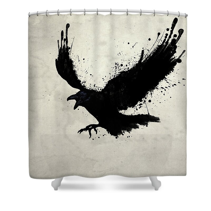 Raven Shower Curtain featuring the digital art Raven by Nicklas Gustafsson
