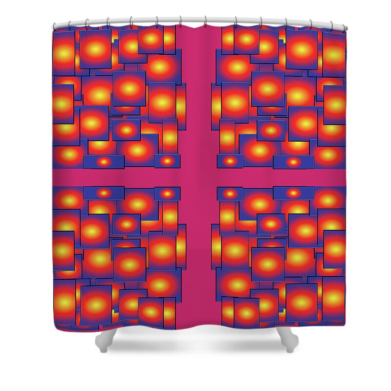 Urban Shower Curtain featuring the digital art 061 Glowing Squares by Cheryl Turner