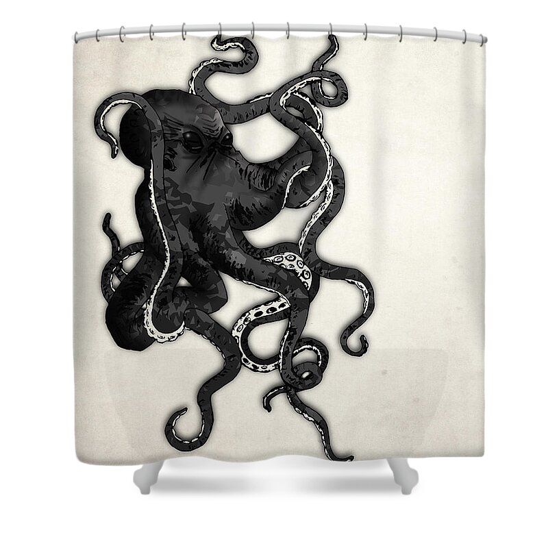 Sea Shower Curtain featuring the digital art Octopus by Nicklas Gustafsson