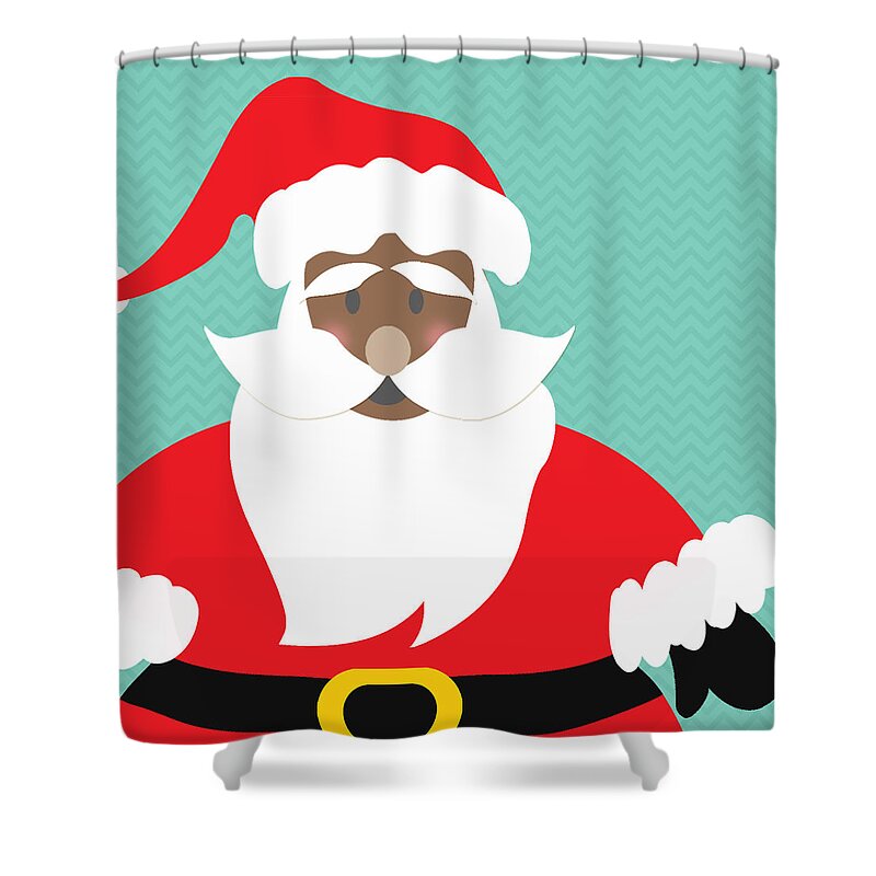 Santa Shower Curtain featuring the digital art African American Santa Claus by Linda Woods