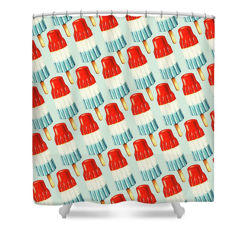 Popsicle Shower Curtain featuring the painting Bomb Pop Pattern by Kelly Gilleran