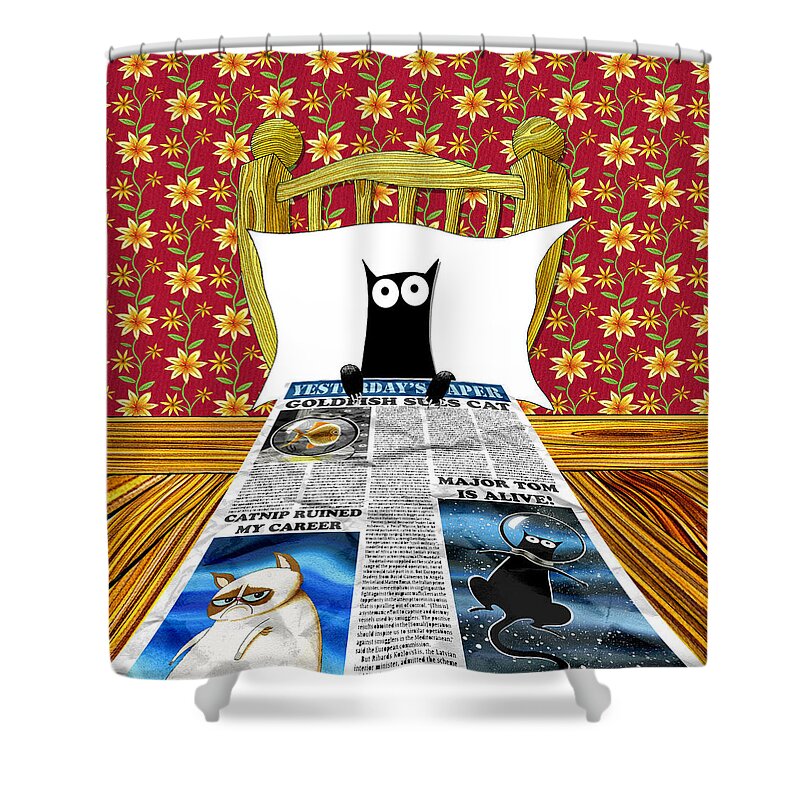 Cat Shower Curtain featuring the painting Duvet Cover by Andrew Hitchen