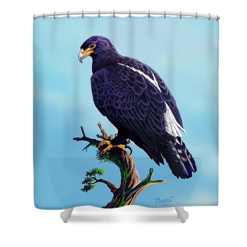 Kenya Shower Curtain featuring the painting Verreaux's Eagle by Anthony Mwangi