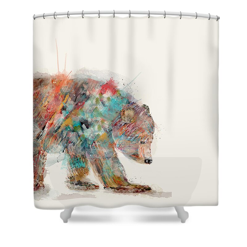 Bears Shower Curtain featuring the painting In Nature Bear by Bri Buckley