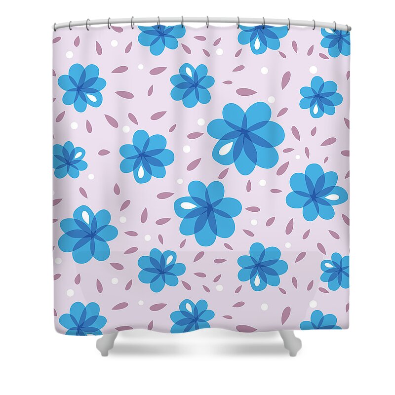 Floral Shower Curtain featuring the digital art Gentle Blue Flowers by Boriana Giormova
