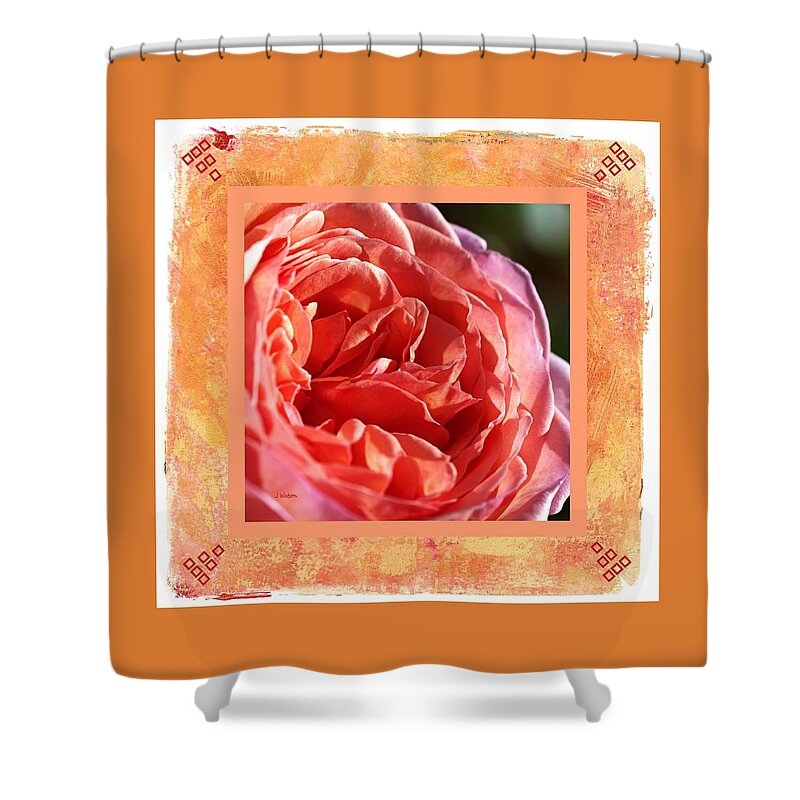 Rose Shower Curtain featuring the photograph A Rich and Elegant Rose With Design by Joy Watson